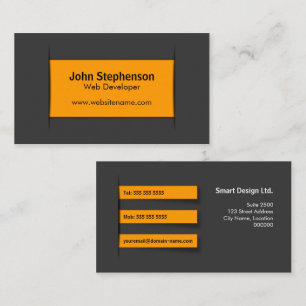 Moderne graue Orange Visitenkarte