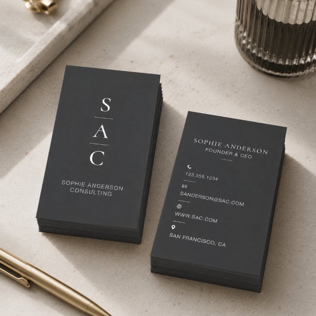 Moderne graue professionelle Berater-Vertikale Visitenkarte (Modern Gray Professional Consultant Vertical Business Card)