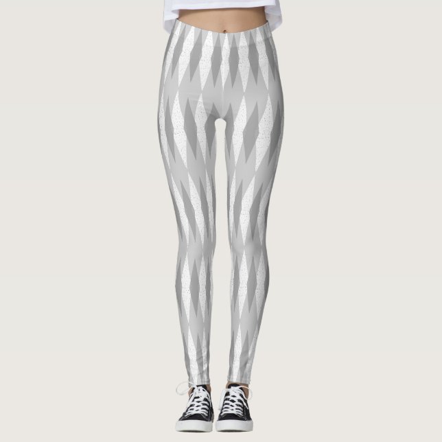 Moderne graue Raute Leggings (Vorderseite)