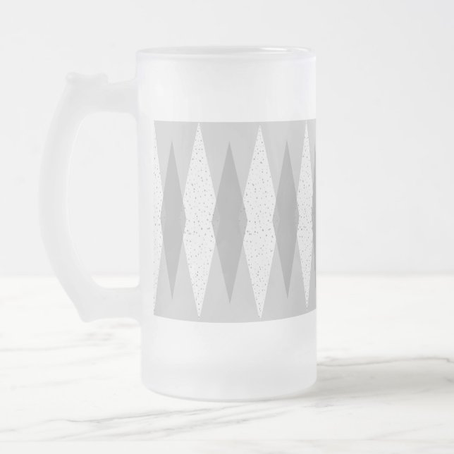 Moderne graue Raute Mattierte Tasse aus Glas (Links)