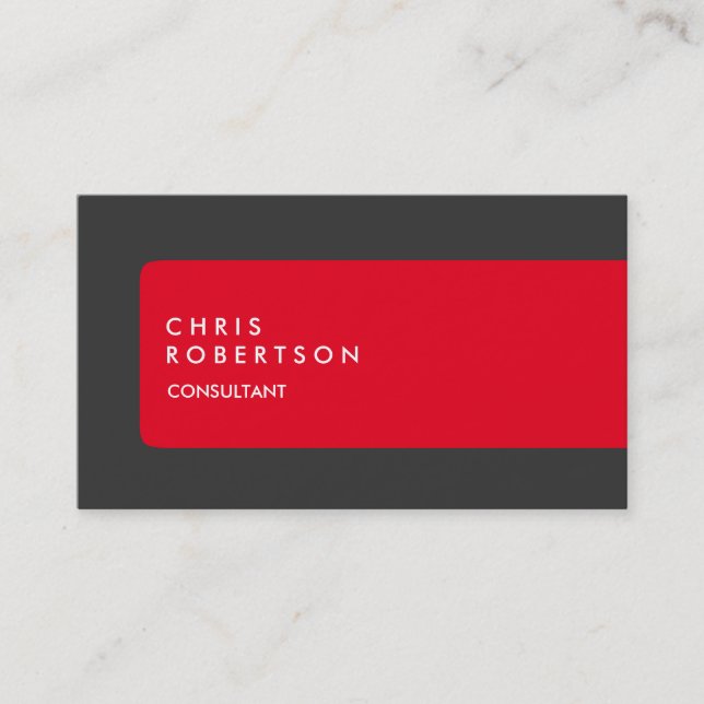 Moderne Graue Red Strip Business Card Visitenkarte (Vorderseite)