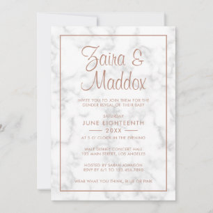 Moderne graue Rose Gold Script Gender Reveal Einladung