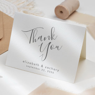 Moderne graue Schrift Hochzeits-Dankeschön Karte