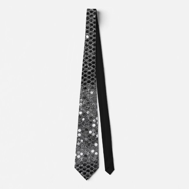 Moderne graue silberne Glitter-Glamour-Funkeln  Krawatte (Vorderseite)