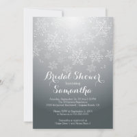 Moderne graue Snowflake Bridal Dusche Einladung