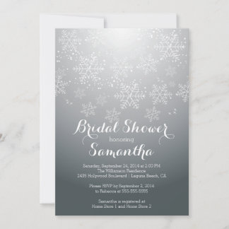 Moderne graue Snowflake Bridal Dusche Einladung