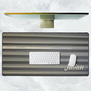 Moderne graue Streifen mit Name monochromatisch Schreibtischunterlage