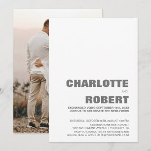 Moderne graue Text Hochzeitsempfang Einladung