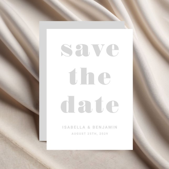 Moderne graue Typografie Save The Date (Modern Gray Typography Wedding Save The Date)