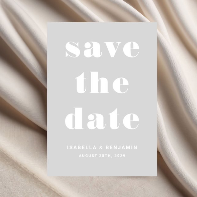 Moderne graue Typografie Save The Date (Modern Gray Typography Wedding Save The Date)