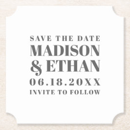 Moderne graue Typografie Save the Date Untersetzer