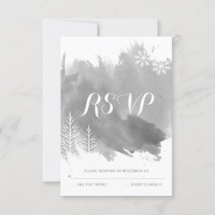 Moderne graue UAWG für Hochzeiten im Winter RSVP Karte