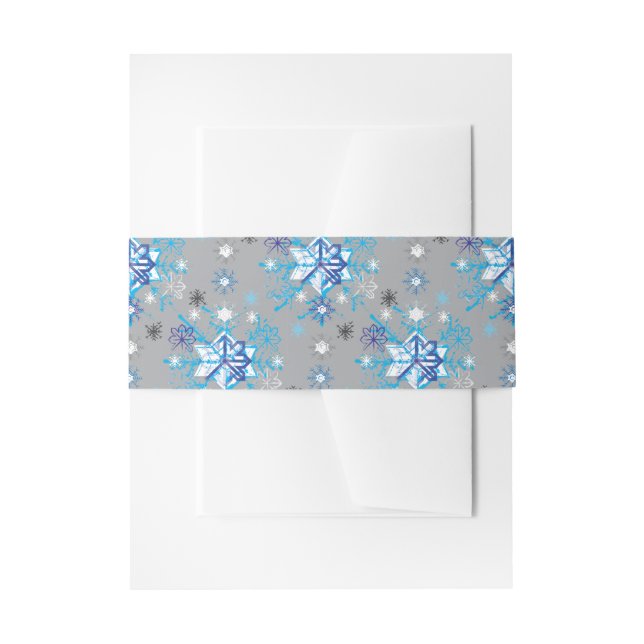 Moderne graue und blaue Holiday Snowflakes Muster Einladungsbanderole (Vorderseite Beispiel)