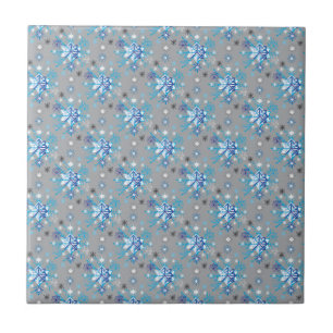 Moderne graue und blaue Holiday Snowflakes Muster Fliese