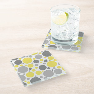 Moderne graue und gelbe Blasen Glasuntersetzer
