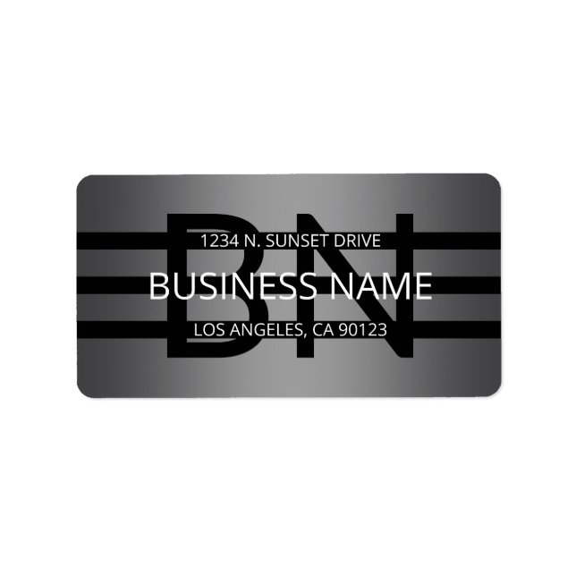 Moderne graue und horizontale schwarze Streifen Adressaufkleber (Vorne)