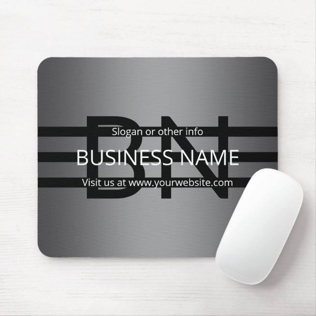 Moderne graue und horizontale schwarze Streifen Mousepad (Mit Mouse)
