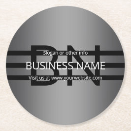 Moderne graue und horizontale schwarze Streifen Runder Pappuntersetzer
