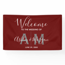 Moderne graue und rote Paare Monogramm Hochzeit