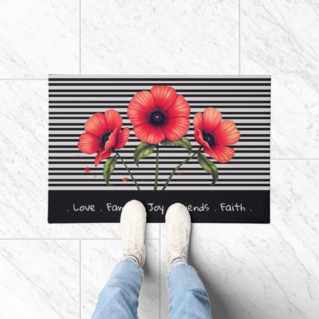 Moderne graue und schwarze Streifen Fußmatte (Indoor)