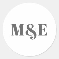 Moderne graue und weiße, feine Monogramm-Hochzeit