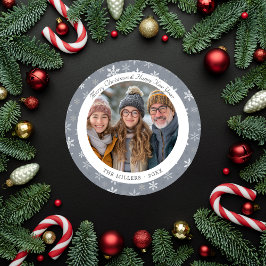 Moderne Graue und weiße Schneeflocken Ferienkarte Feiertagskarte