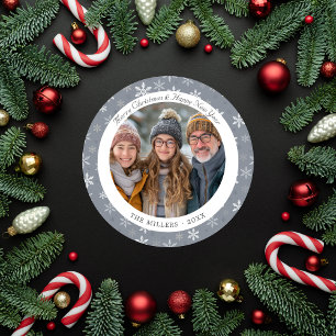 Moderne Graue und weiße Schneeflocken Ferienkarte Feiertagskarte