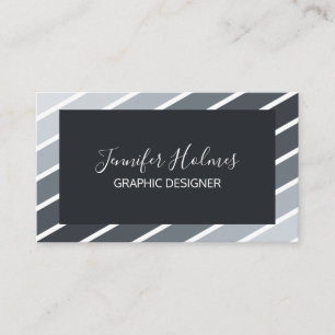 Moderne graue weiße Diagonal Stripes Business Card Visitenkarte