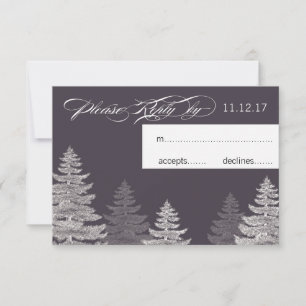 Moderne graue Winter-Hochzeit UAWG Karten-Bäume RSVP Karte