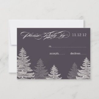 Moderne graue Winterhochzeits-RSVP-Karten mit Bäum RSVP Karte