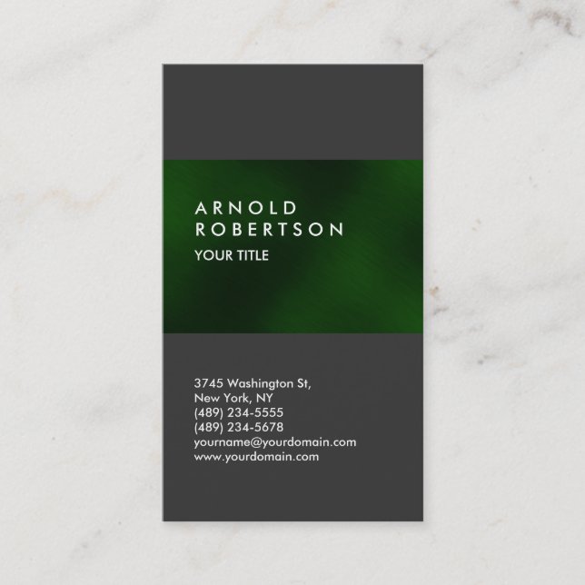 Moderne Graugrüne Trend Berufliche Visitenkarte (Vorderseite)