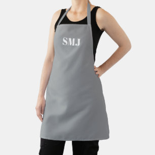 Moderne grauweiße, benutzerdefinierte Monogramm-I Schürze