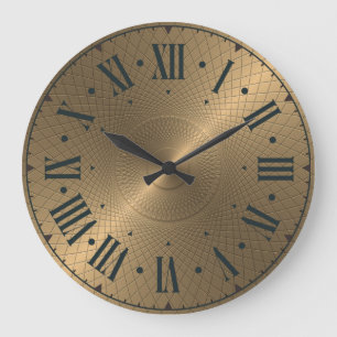 Moderne Gravur-Gold-Metallplatte Abstrakt Spiral Große Wanduhr