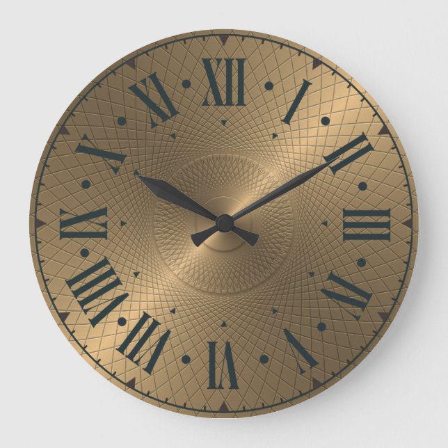 Moderne Gravur-Gold-Metallplatte Abstrakt Spiral Große Wanduhr (Vorderseite)