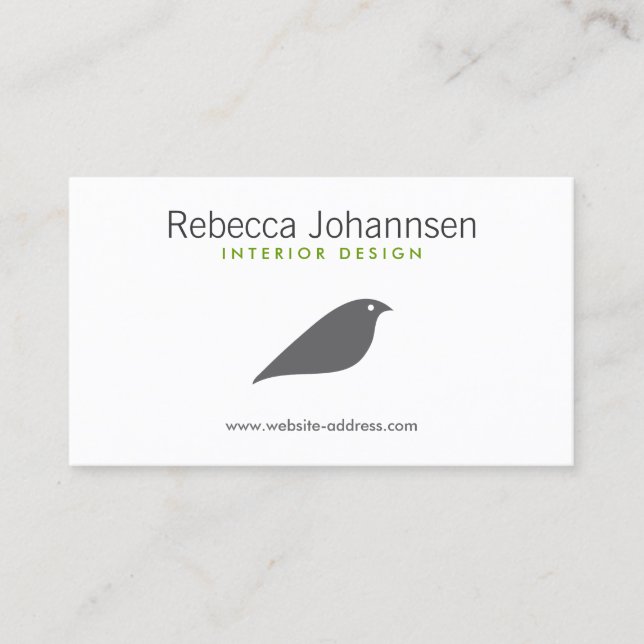 MODERNE GRAY BIRD Designer Business Card Visitenkarte (Vorderseite)