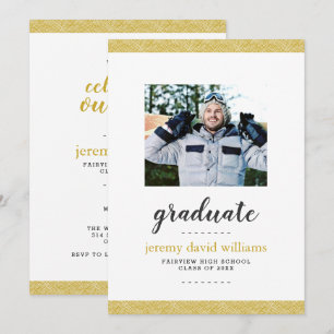 Moderne Gray Foto Graduation Party Einladung