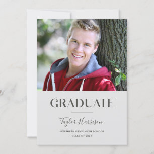 Moderne Gray Graduate 1-Foto Graduation Party Einladung