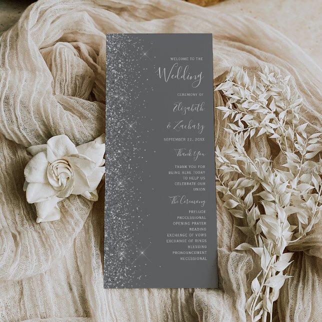 Moderne Gray Silver Glitzer Edge Wedding (Von Creator hochgeladen)
