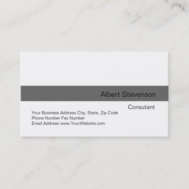 Moderne Gray Strip White Consultant Business Card Visitenkarte (Vorderseite)