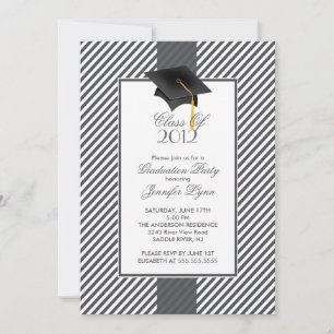 Moderne Gray Stripe Graduation Party Einladung