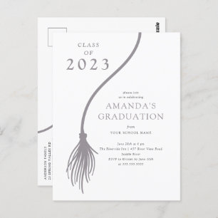 Moderne Gray Tassel Graduation Party Postcard Postkarte