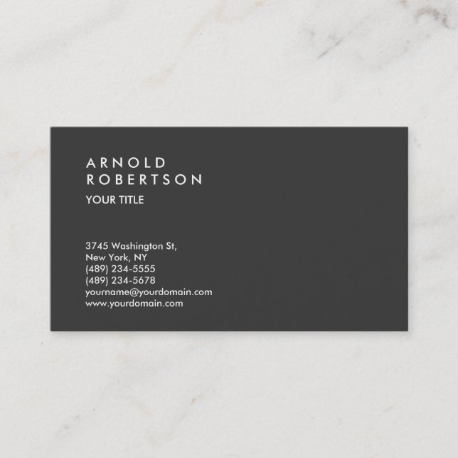 Moderne Gray Trendy Beruflich Business Card Visitenkarte (Vorderseite)