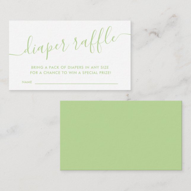 Moderne Green Baby Diaper Umschließungskarte Begleitkarte (Vorne/Hinten)