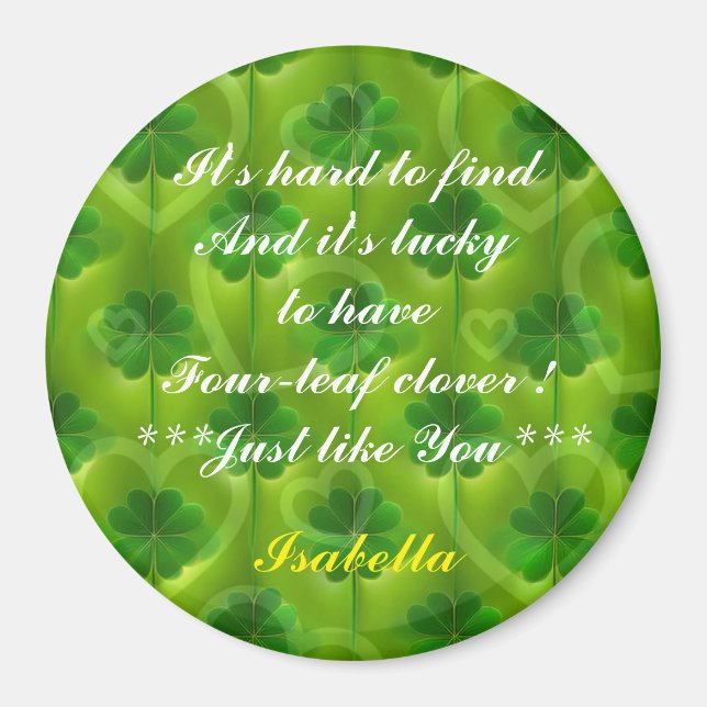 Moderne Green Clover 4 Lists Magnet (Vorne)