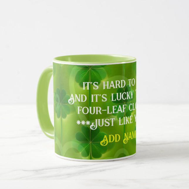 Moderne Green Clover 4 Lists Tasse (Vorderseite Links)