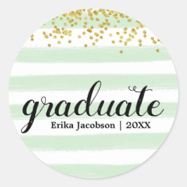 Moderne Green & Gold Graduate Custom Stickers