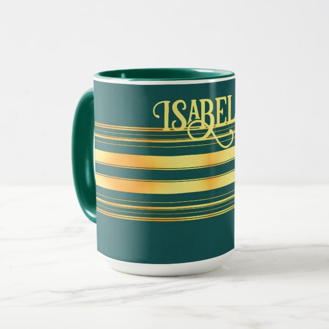 Moderne Green Gold Luxus Linen Texture Collection Tasse (Vorderseite Links)
