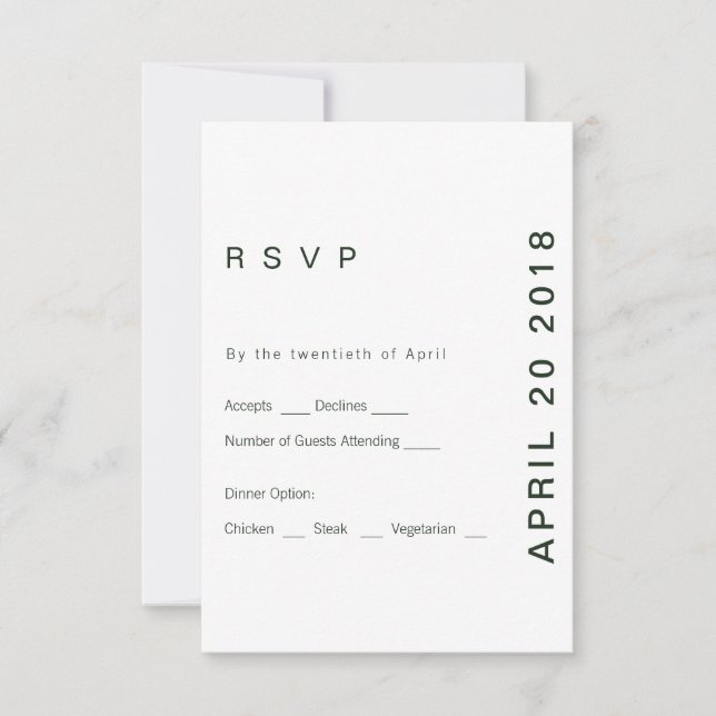 Moderne Green Hue RSVP Karte (Vorderseite)