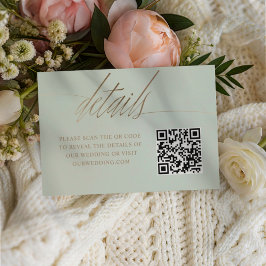 Moderne Green & Imitats Gold QR Hochzeiten Details Begleitkarte