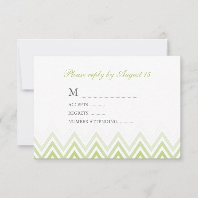 Moderne Green Ombre Chevrons Response Cards RSVP Karte (Vorderseite)